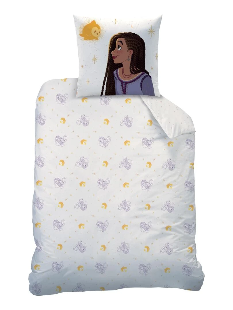 Parure de lit imprimée 100% coton  DISNEY WISH ASHA   Blanc