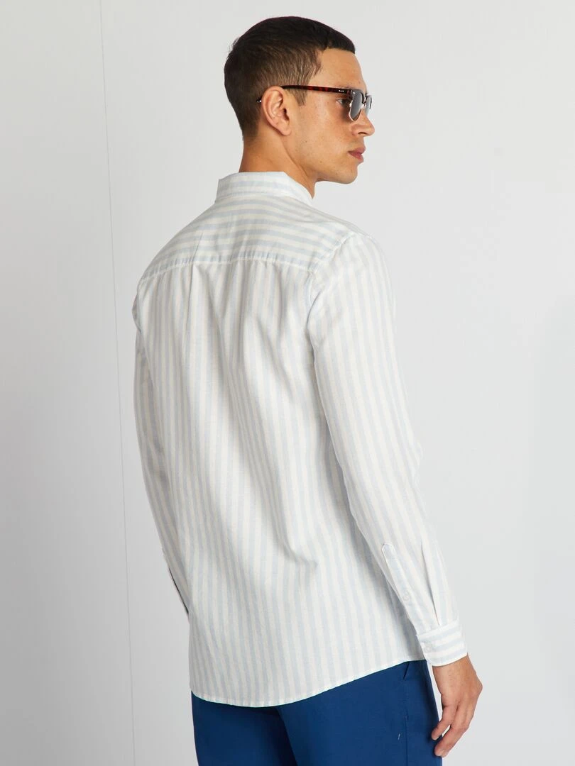Chemise à coupe droite et à rayures   Bleu/blanc
