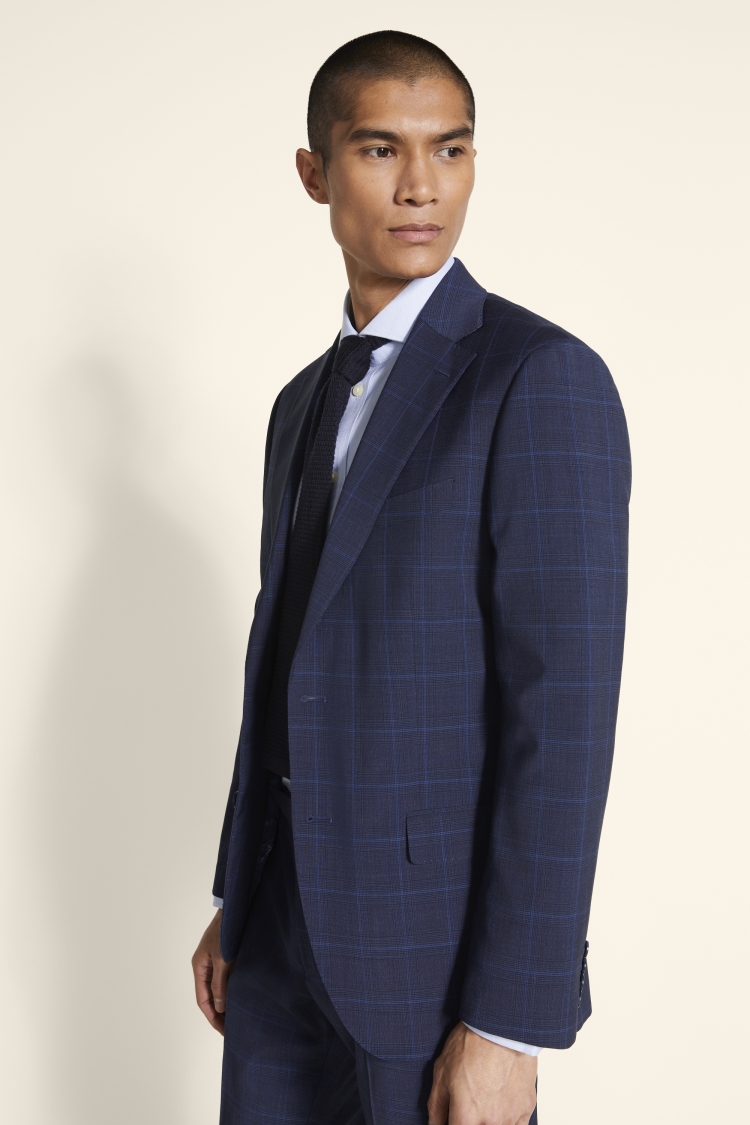 Tailored Fit Blue Check Stretch Jacket Buy Online at Moss