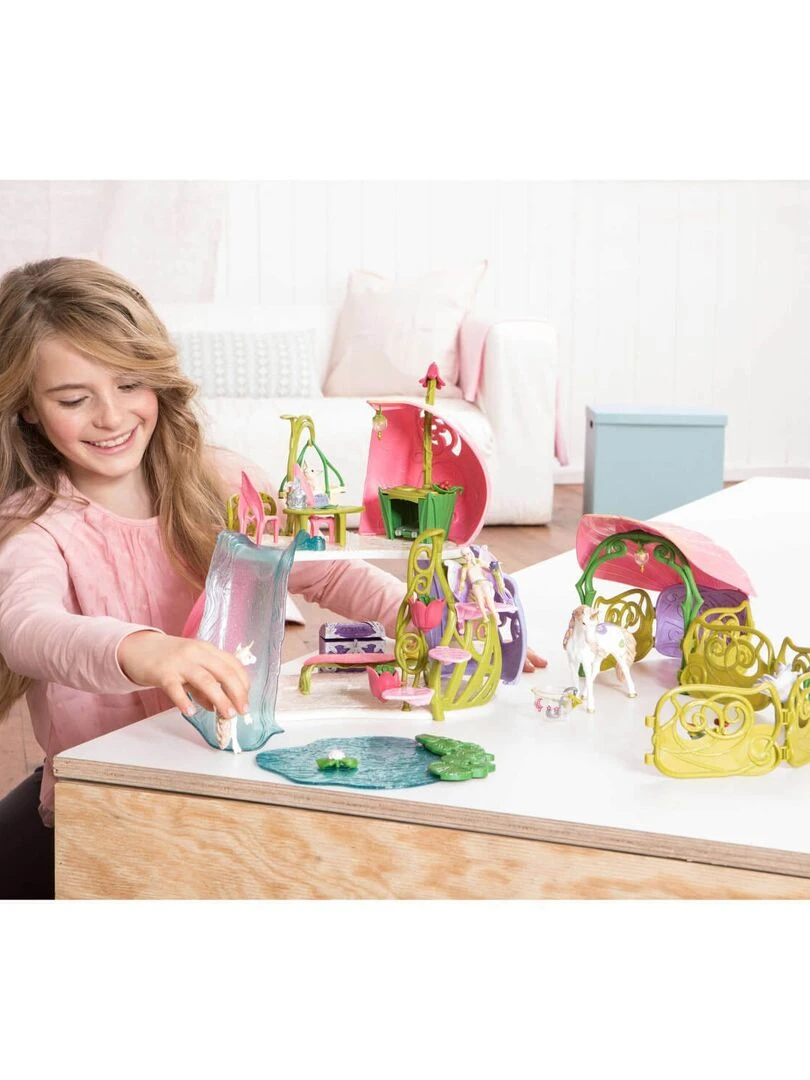 Figurines Bayala : Maison fleur pailletée avec licornes  lac et écurie   N/A