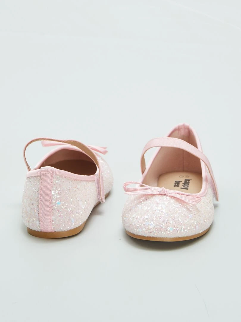 Ballerines pailletées à mini talonette   Rose