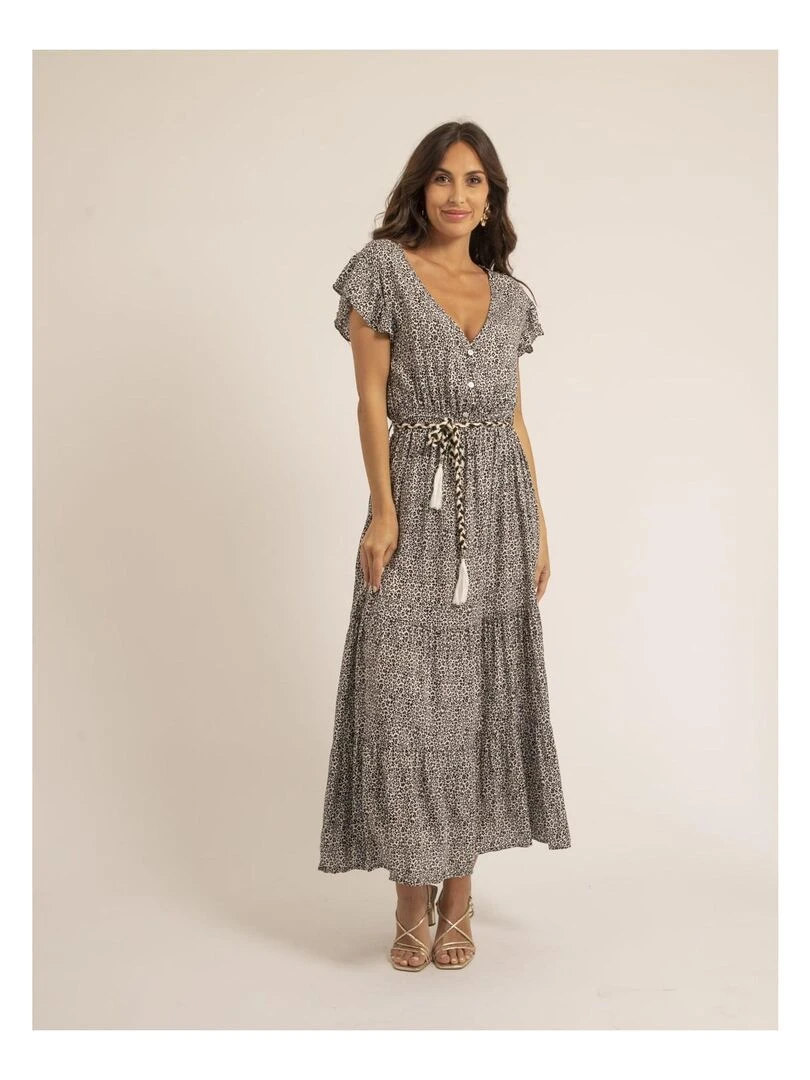 Robe longue col V ILMAX Noir