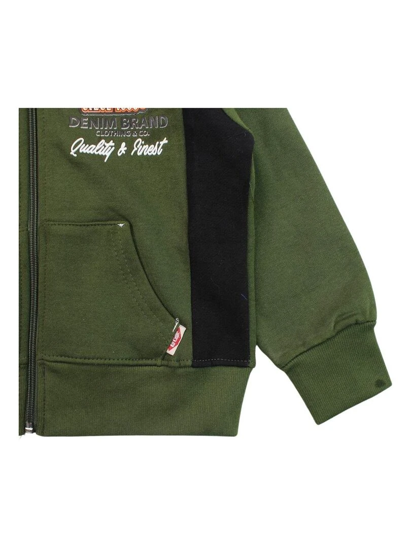 Lee Cooper   Veste garçon imprimé logo en coton   Kaki