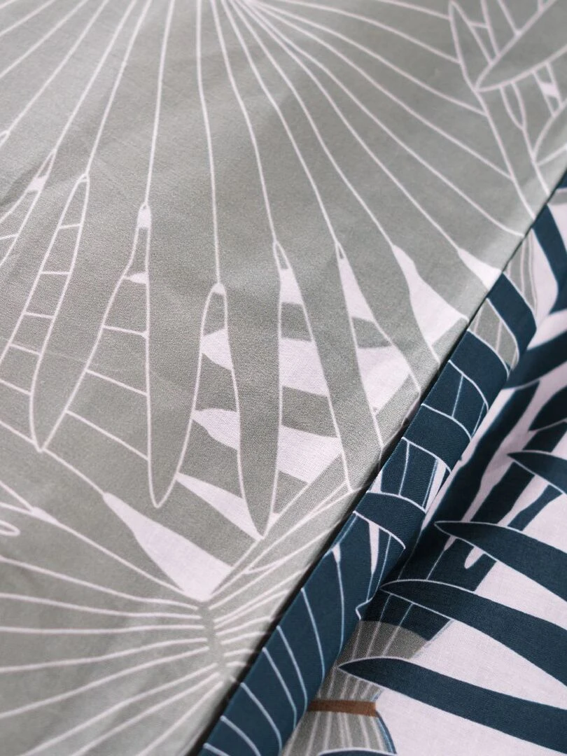 Housse de couette 240x260 Sunshine Jungle + 2 taies 100% coton 57 fils   Bleu