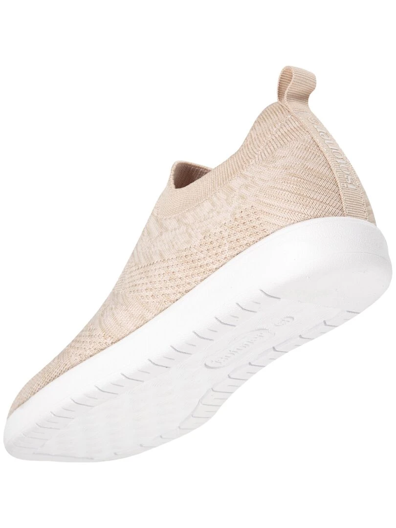 Baskets Confort Femme Slip on à bandes Beige   Beige