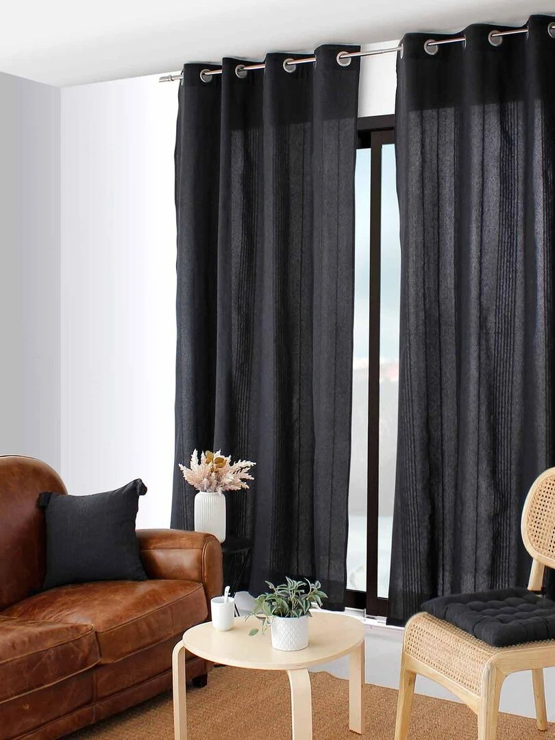 Rideau tendance en coton recyclé gris anthracite