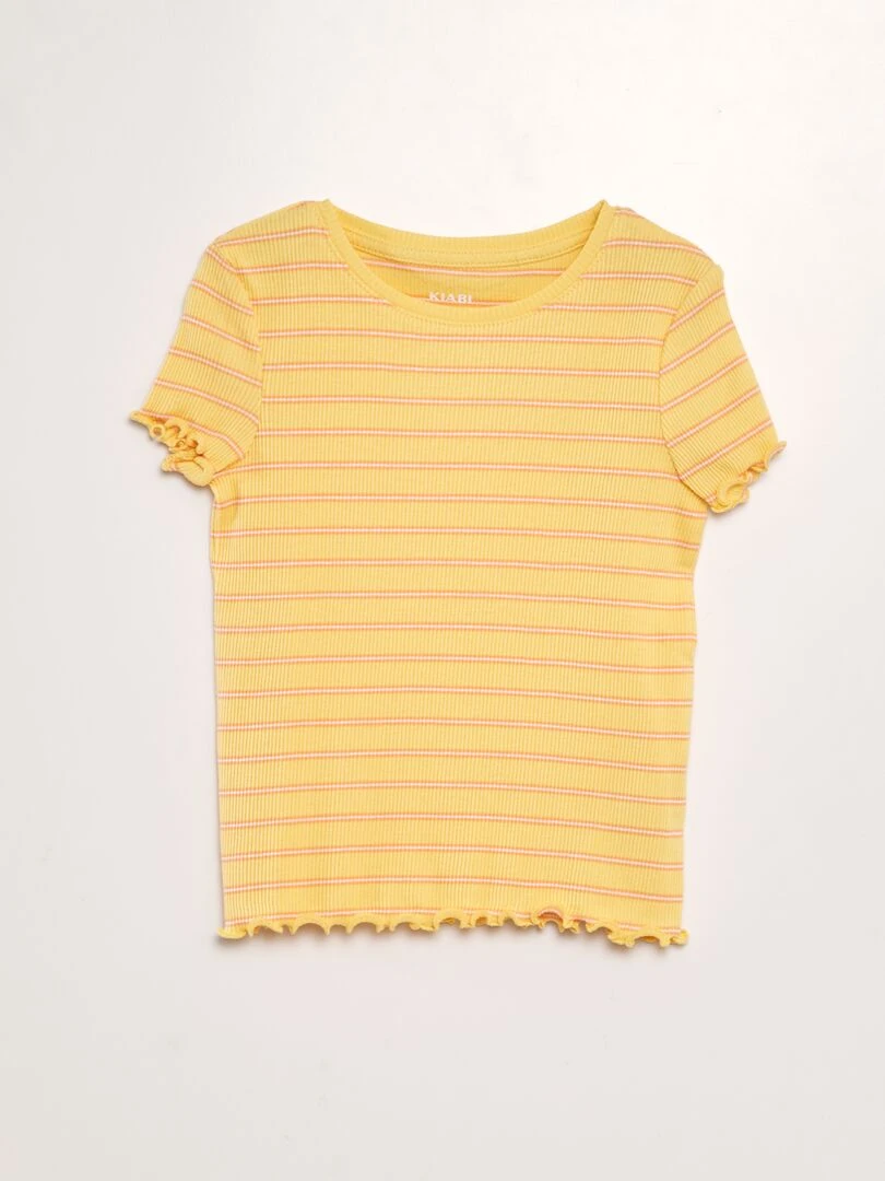 T shirt manches courtes rayées Jaune