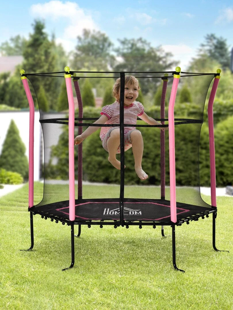 Trampoline enfant tout équipé Ø 1 60 × 1 63H m   Rose