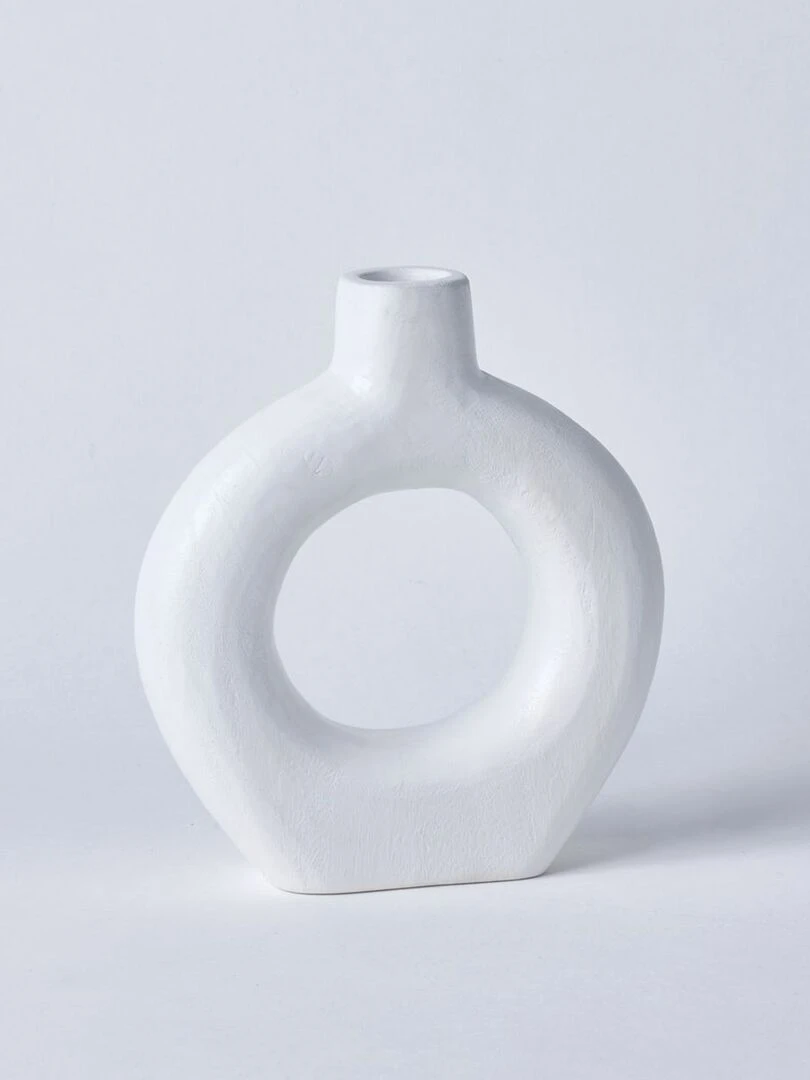 Vase creux rond en bois Blanc