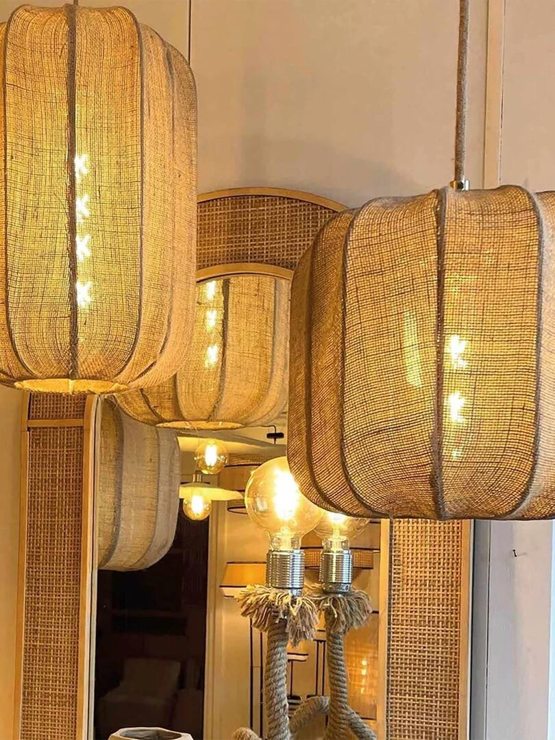 Abat jour lanterne 100%  jute   Beige