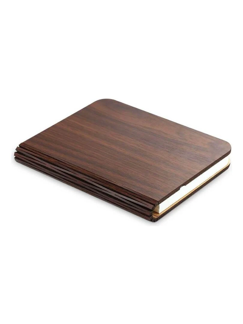 LIVRE   Lampe à poser led couverture en bois   Marron noisette