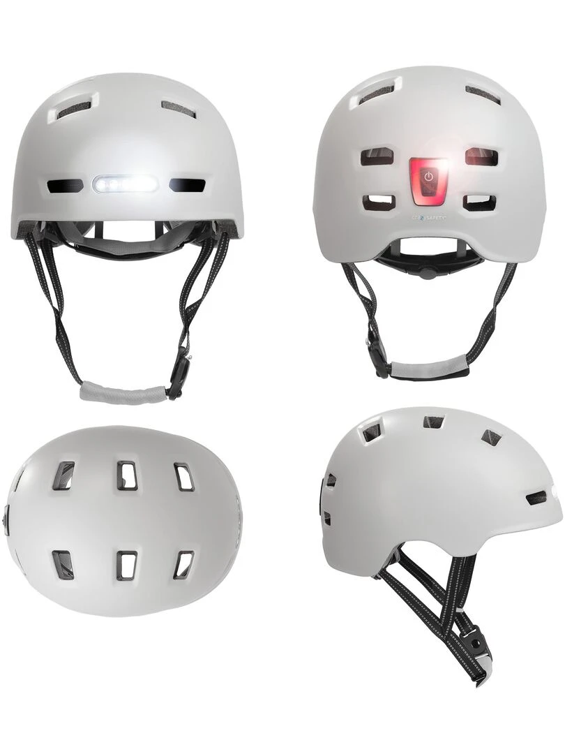 Casque Vélo Skater avec éclairage avant et arrière Blanc Mat L(57 61cm) EN1078 Blanc Blanc