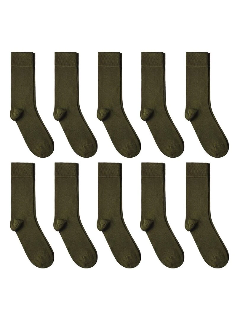 Chaussettes Jersey Coton Lot 10 Paires Fabrication UE Kaki