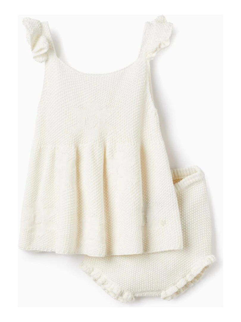Robe + Bloomer En Maille De Coton Pour Bébé Fille MATISSE Beige clair