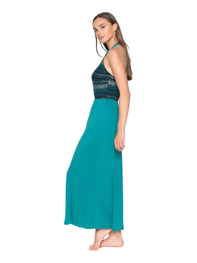 Robe longue estivale dos nu Topaz   Vert