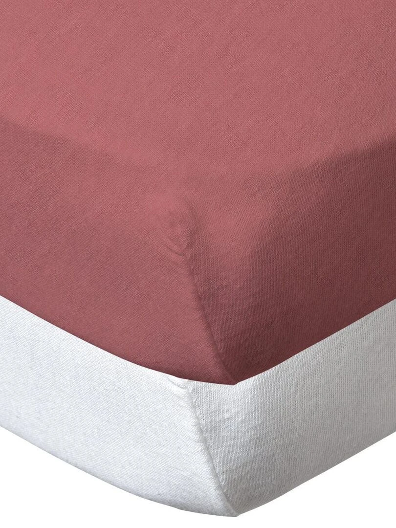 Lot de 2 draps housses unis 60x120 cm Terracota/Blanc Gris Rose foncé
