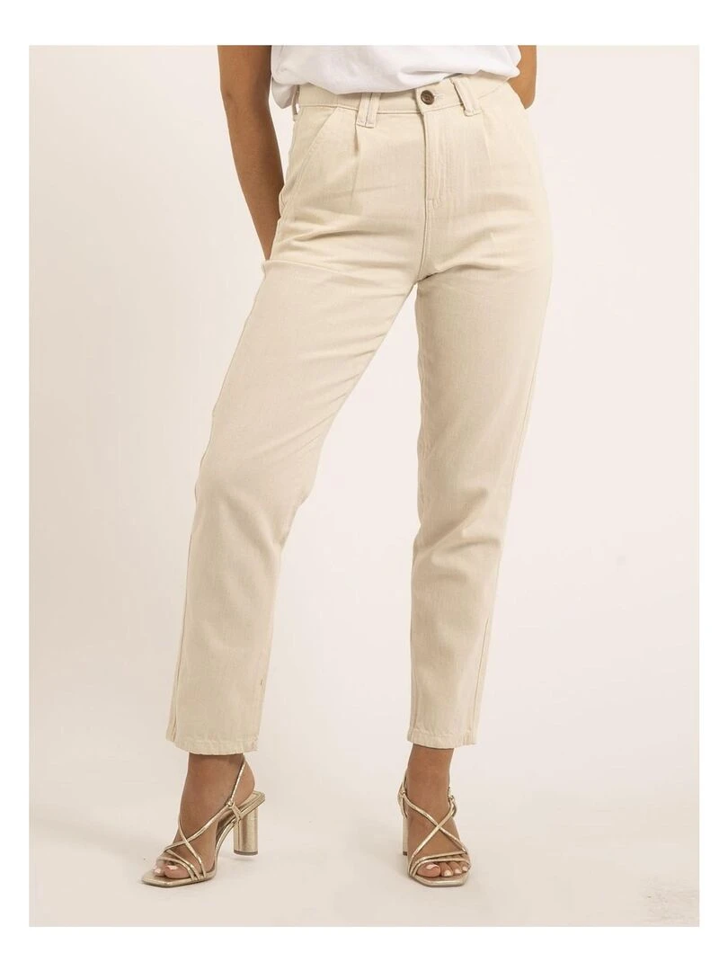 Pantalon coupe mom EZEL Beige