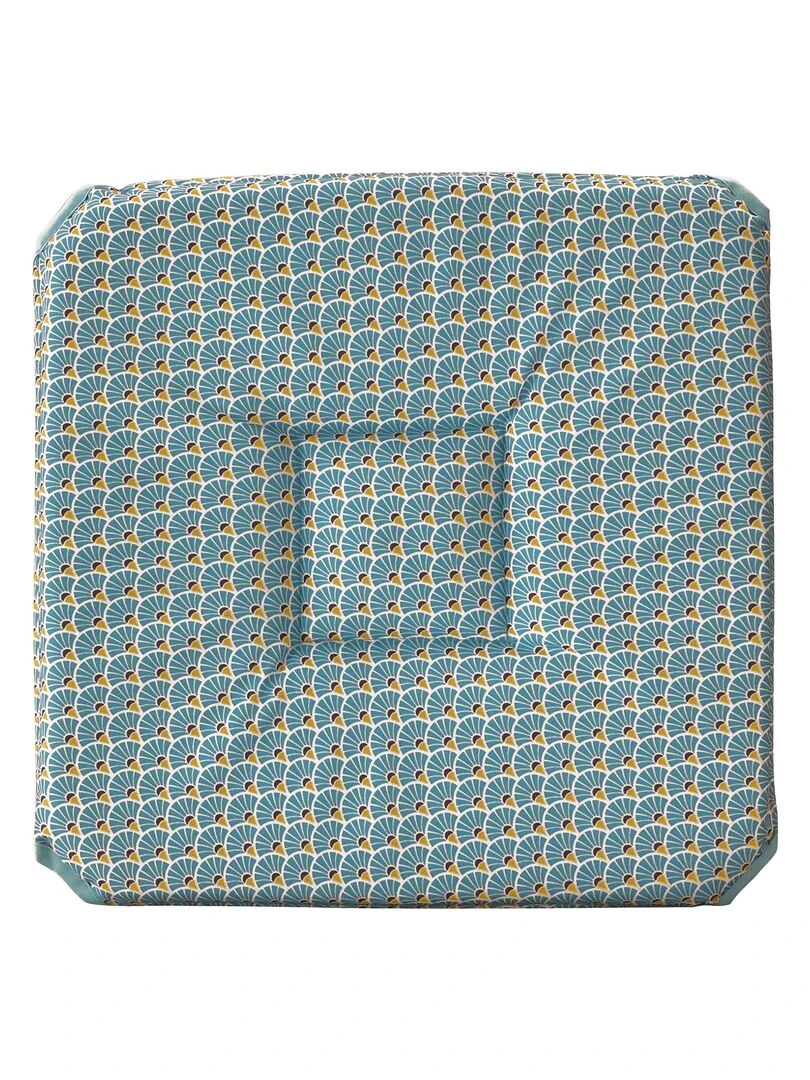 Galette de chaise anti taches à rabats Paon bleu turquoise Bleu turquoise