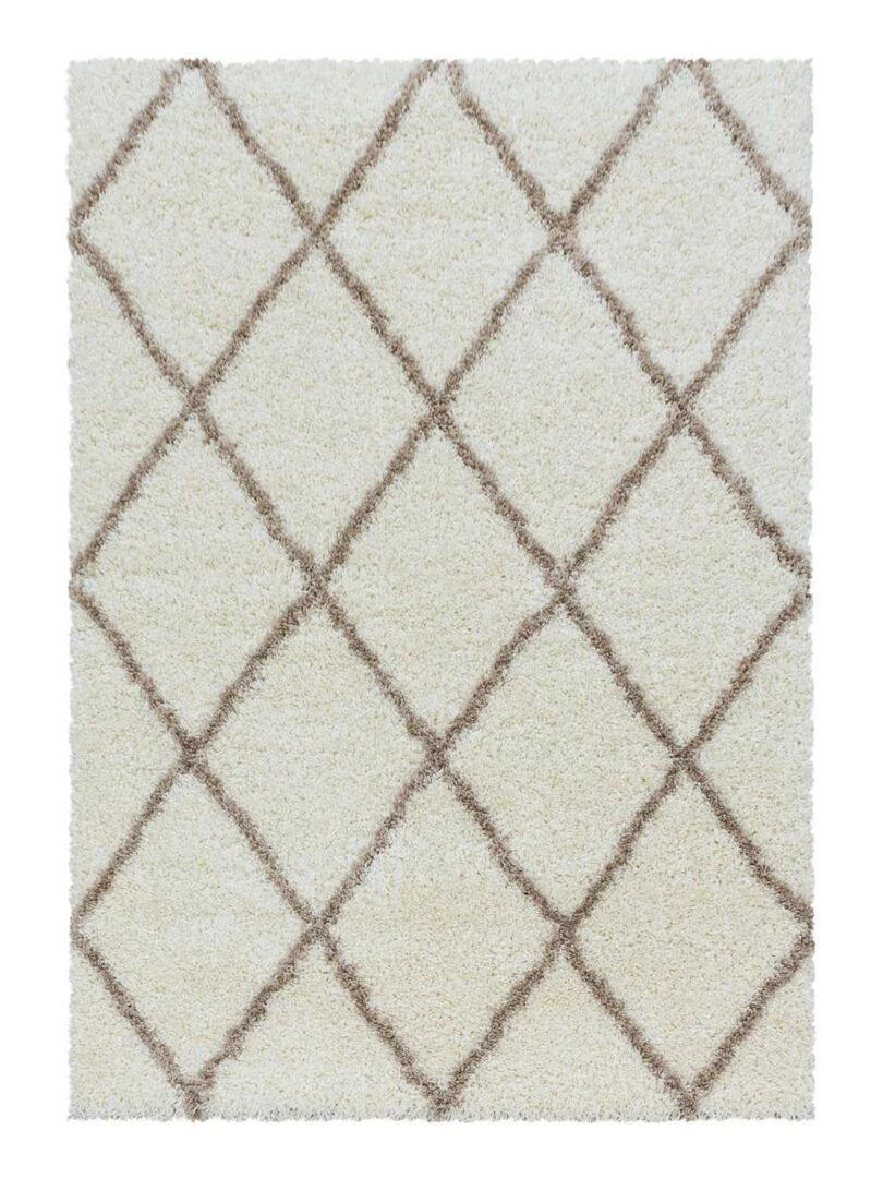 Tapis berbère style SHAGGY A OEKO TEX® Ecru
