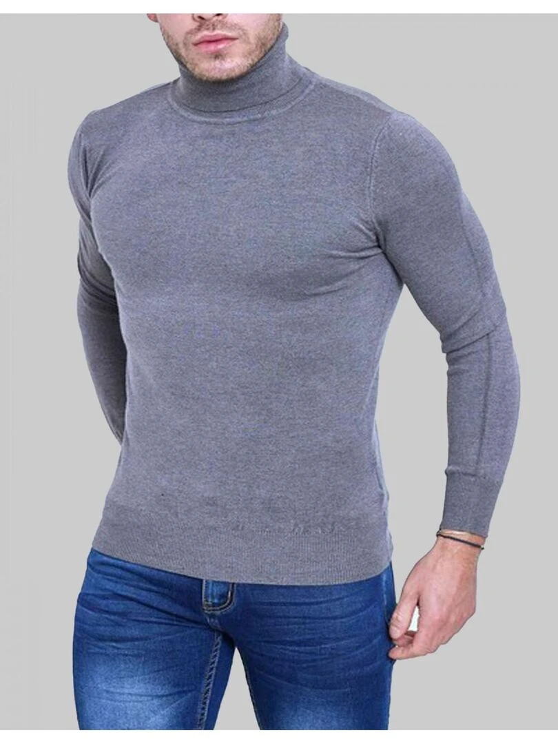 Pull col roulé Kebello Gris
