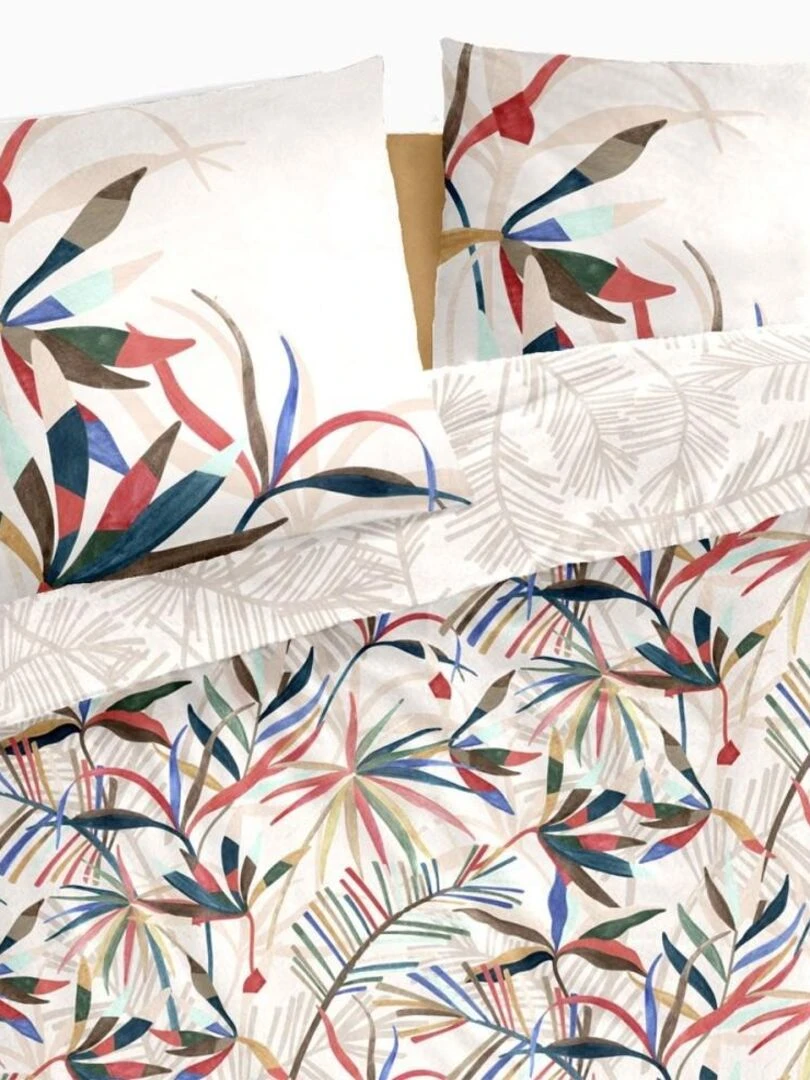 Housse de couette 240x220 Roxane + 2 taies 100% coton 57 fils   Bleu