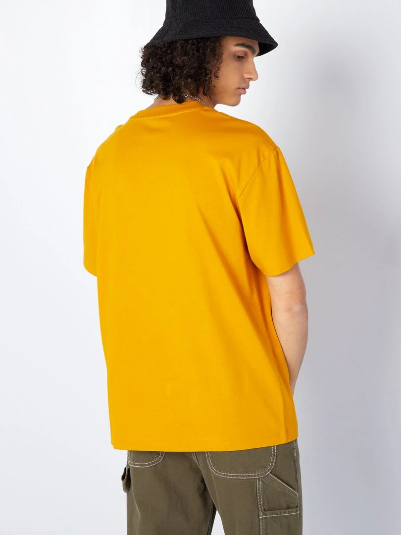T shirt en coton à imprimé devant   Jaune