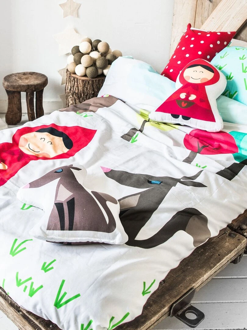 Parure housse de couette 2 pièces Grandma "Happyfriday" Blanc