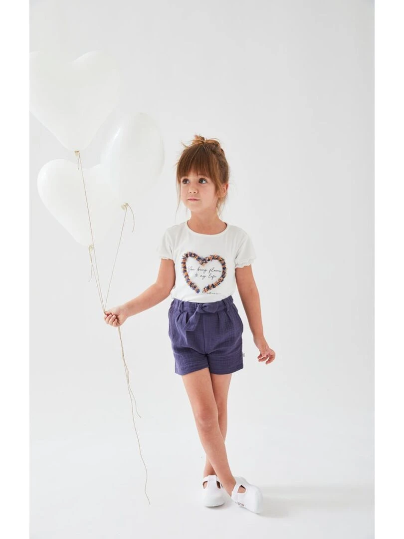 T shirt coeur à courtes manches    Noukie's   Blanc