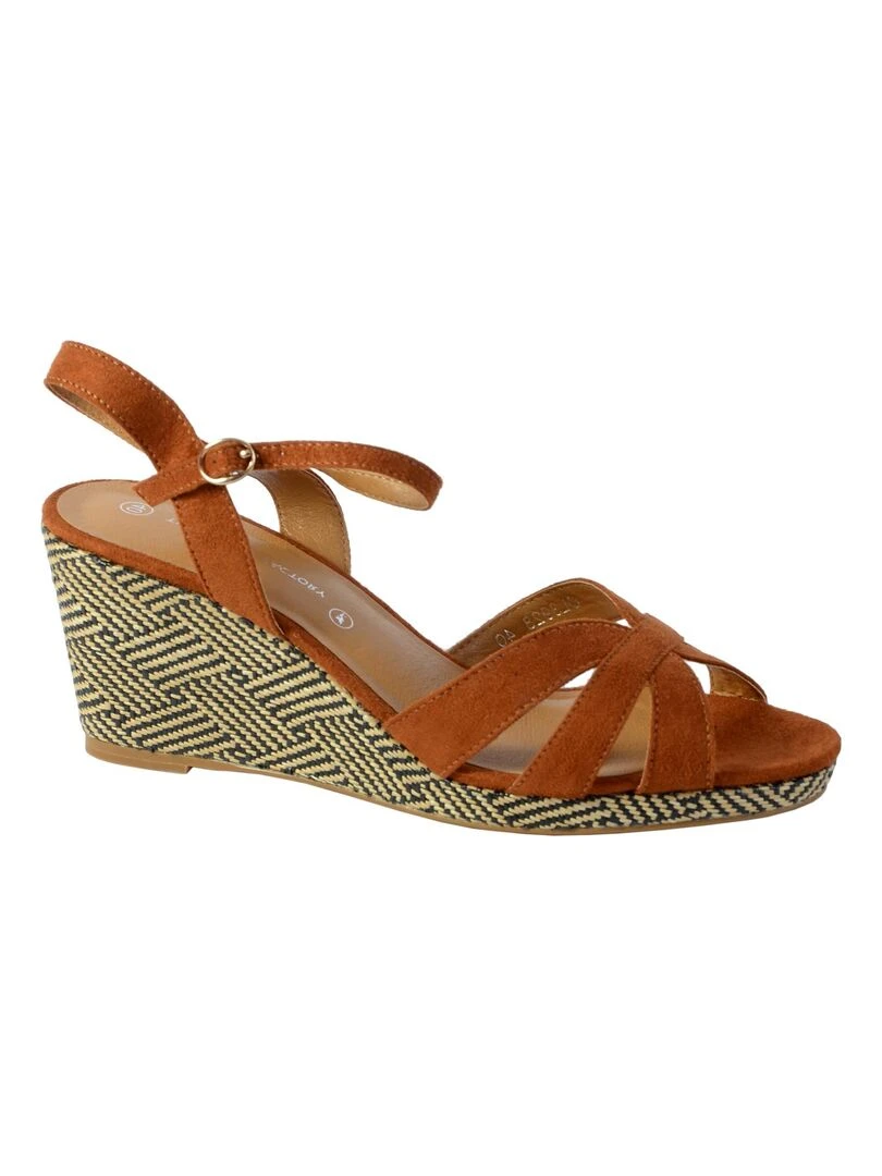 Sandale Compensee The Divine Factory QL3928   Marron