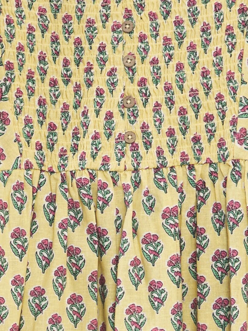 Robe imprimée en coton et lin   Jaune