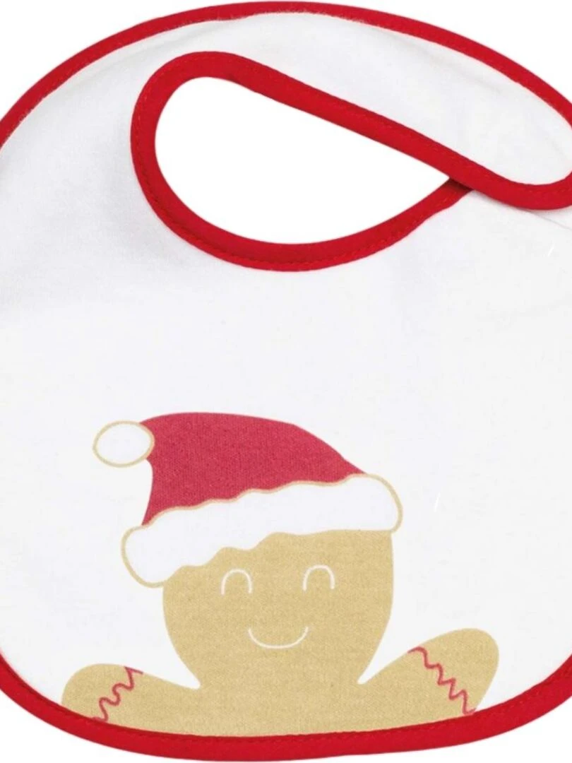 Lot de 2 bavoirs de naissance de Noël Rouge