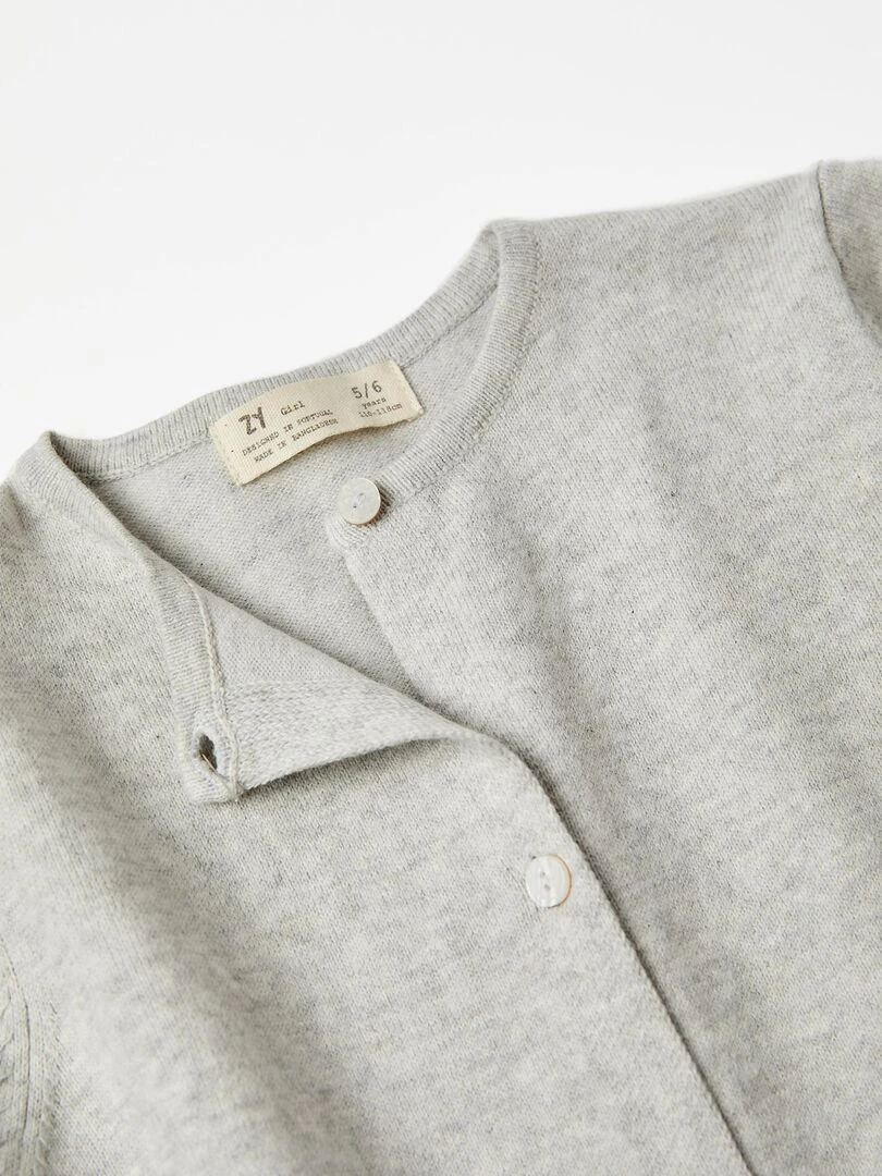 Gilet en Maille en Coton Fille  LE CHALET   Gris clair