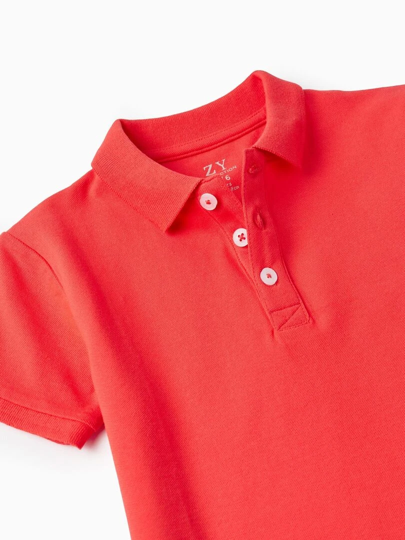 Polo à manches courtes en piqué de coton pour garçon manches courtes   Rouge
