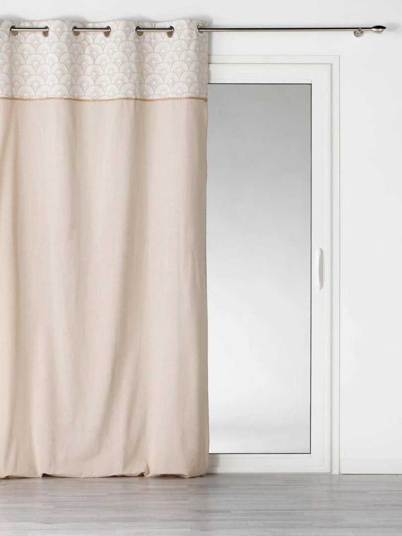 Rideau d'ameublement à parement imprimé   Blanc