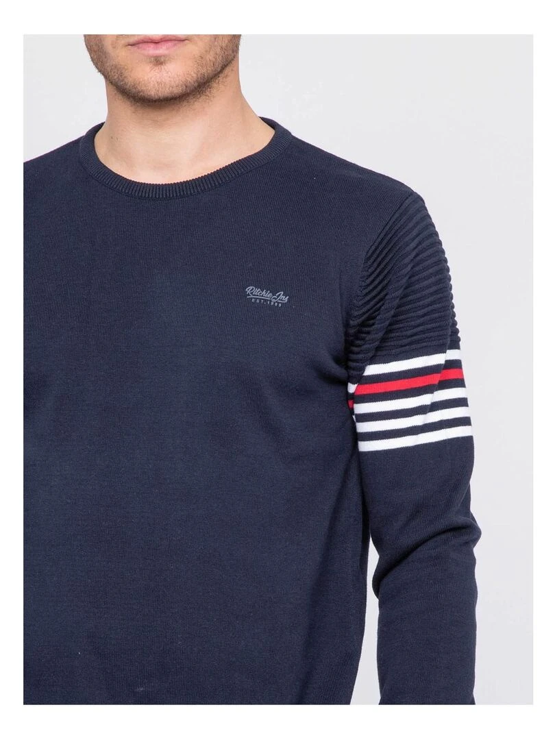 Pull fin col rond coton ALTO   Bleu marine