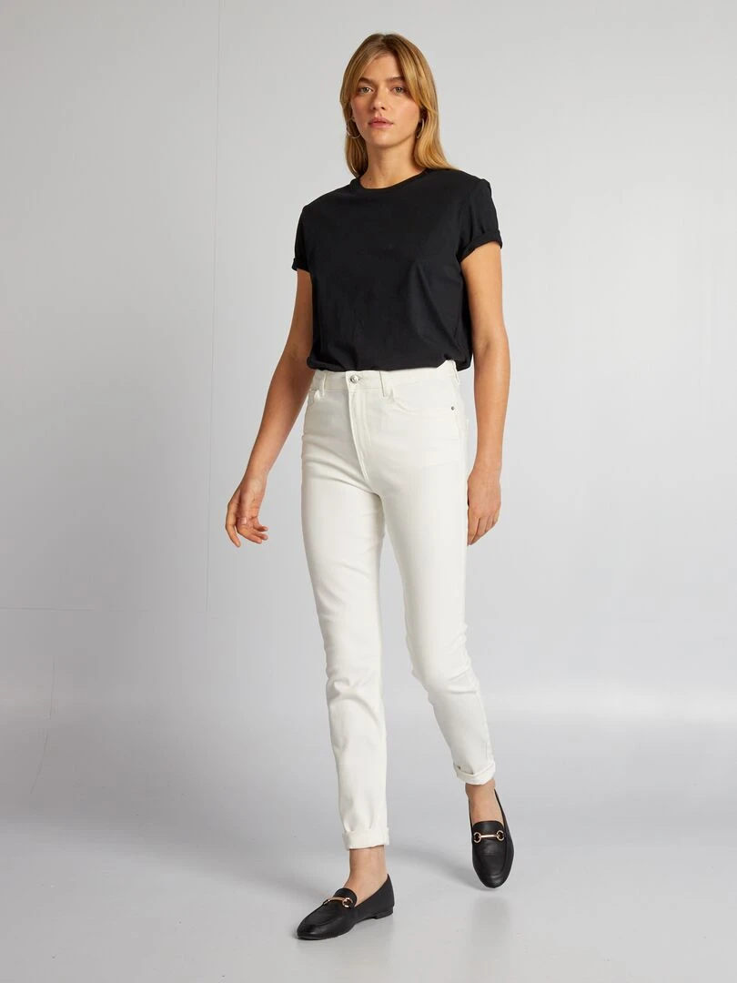 Jean skinny à taille haute L32 Blanc