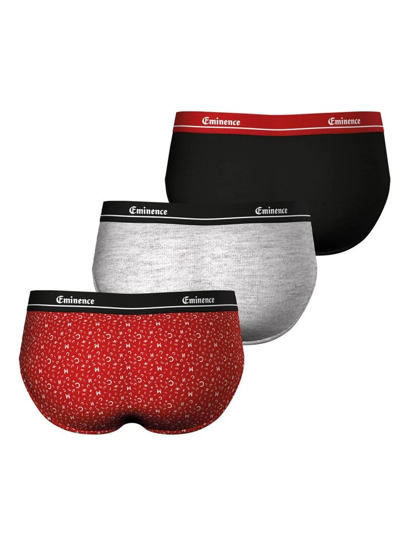 Lot de 3 slips homme Chic Edition limitée 80 ans   Gris Rouge Noir