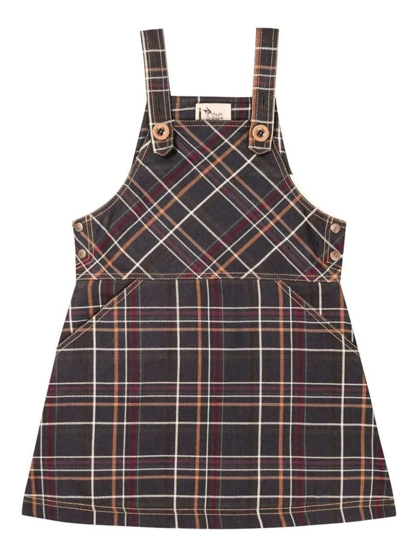 Robe Salopette Fille  Carrx Tartan Marron  LOLA   'LA FAUTE A VOLTAIRE'   Marron