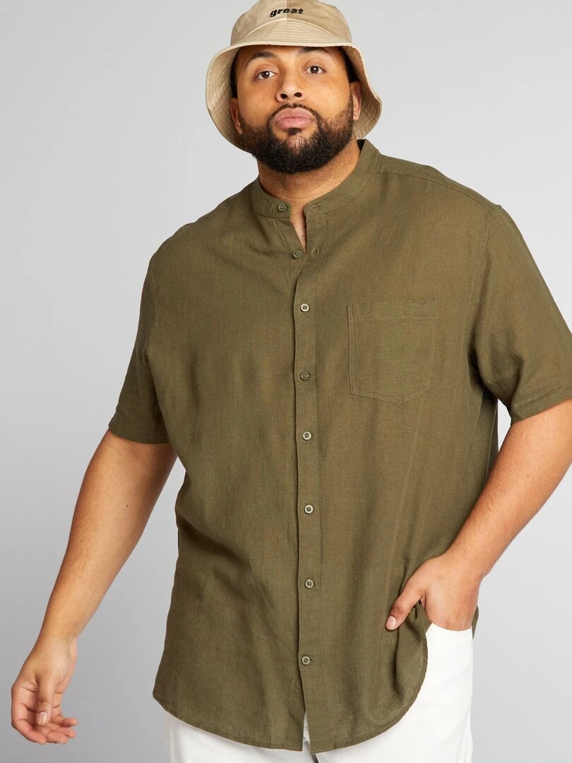 Chemise col mao   Kaki