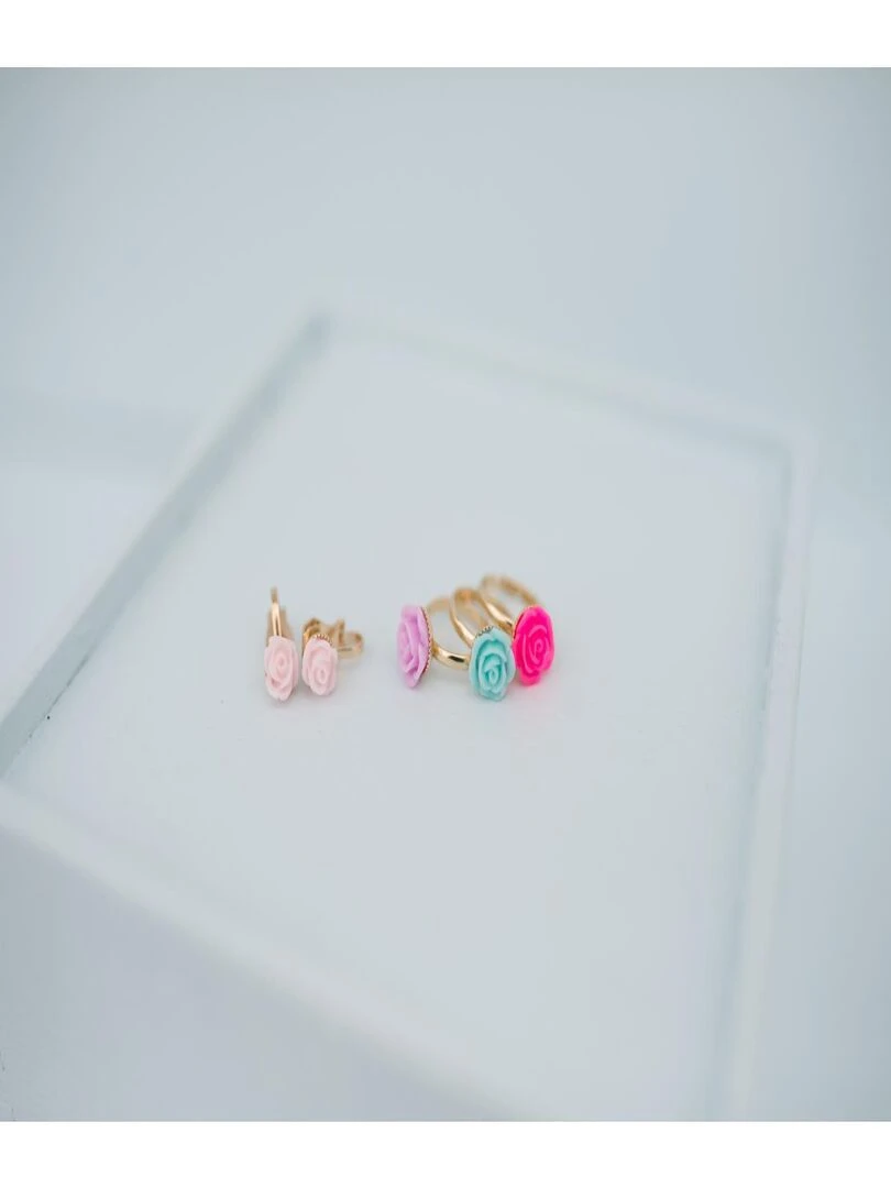 Set Boutique Rose  3 bagues  et 1 set de boucles d'oreilles clip   N/A