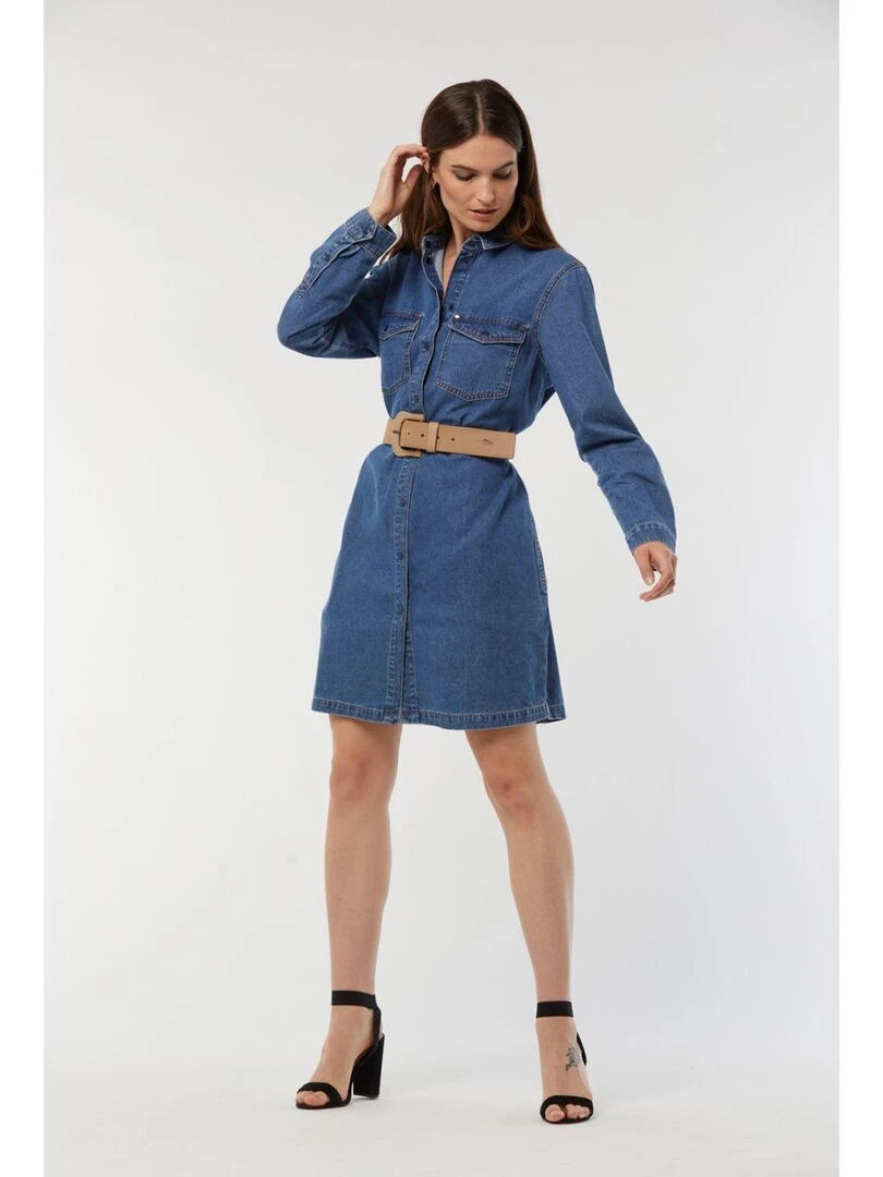 Lee Cooper   Robe manches longues coton regular LOUISON   Bleu