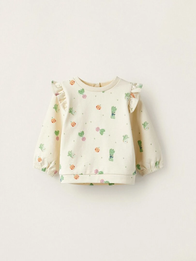 Pull à manches longues pour bébé fille 'Légumes' NATURE TAKEOVER Beige clair
