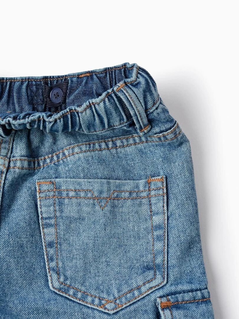 Shorts en jean en coton avec poches cargo pour garçon  SICILIAN DAYS   Bleu clair
