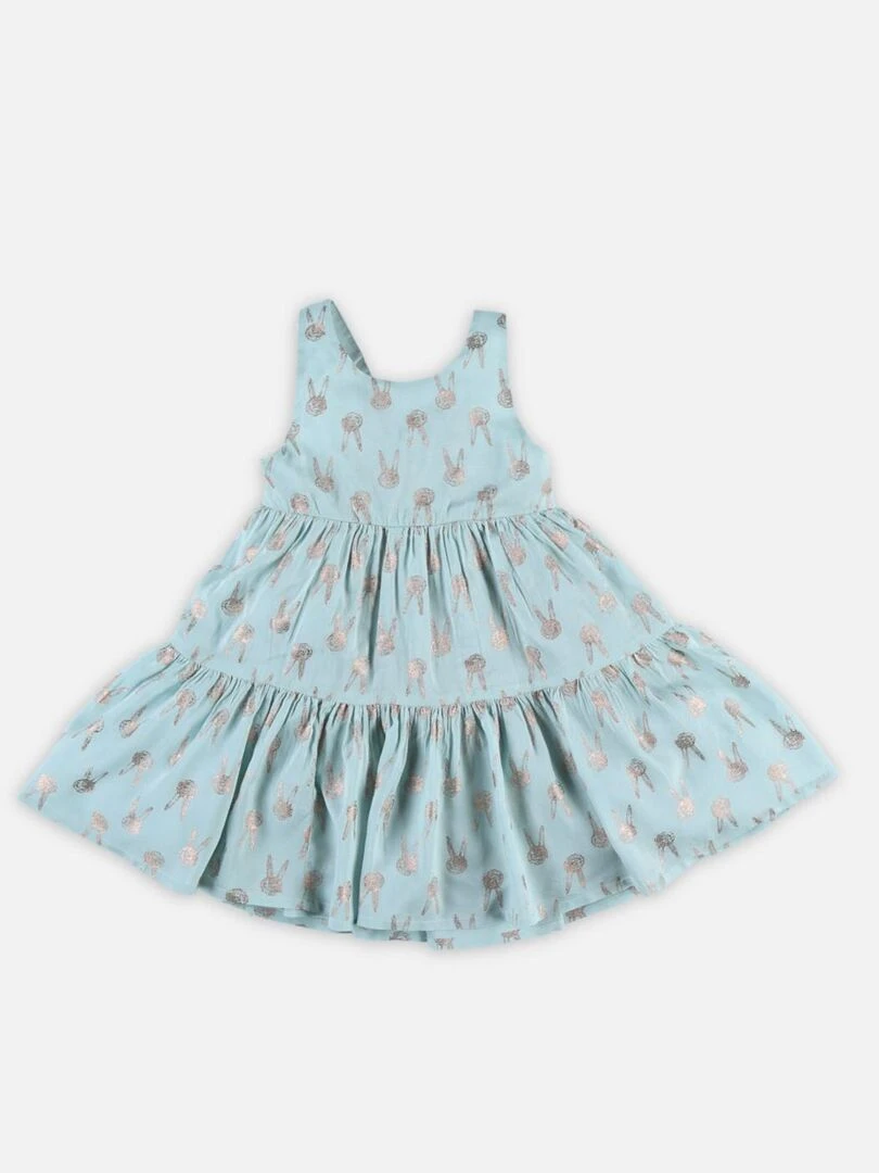 Robe à fines bretelles avec lapin lurex Noukie's Bleu
