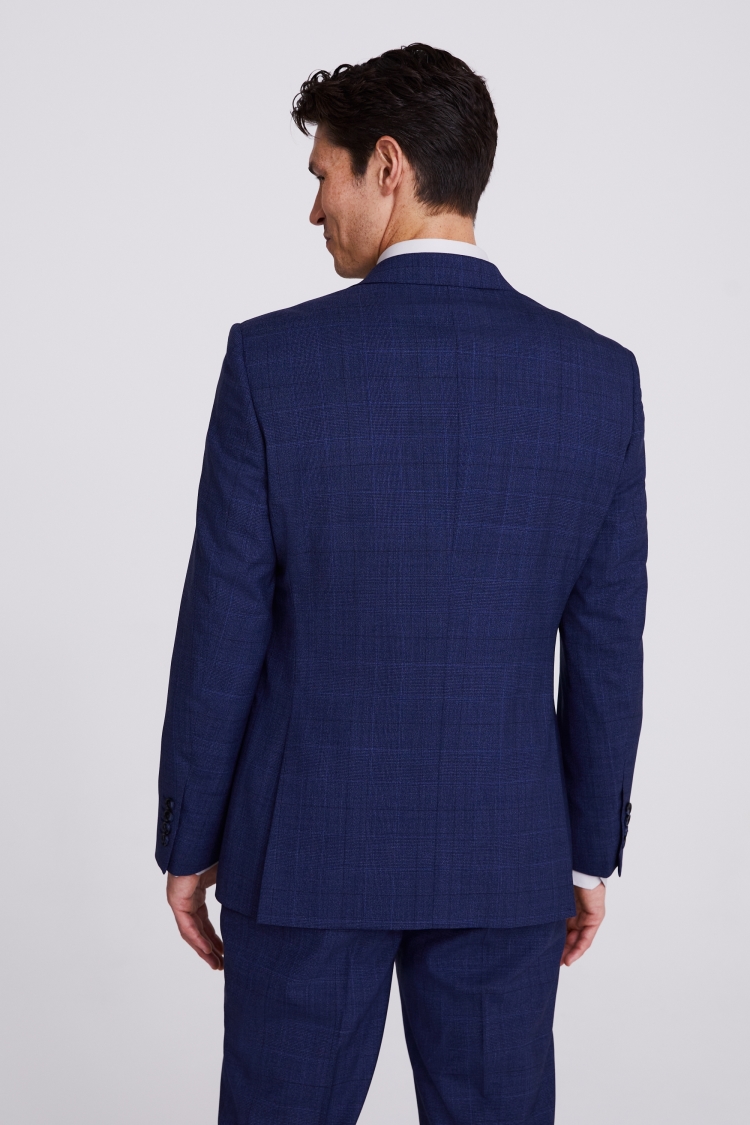 Italian Tailored Fit Blue Check Jacket   Buy Online at Moss