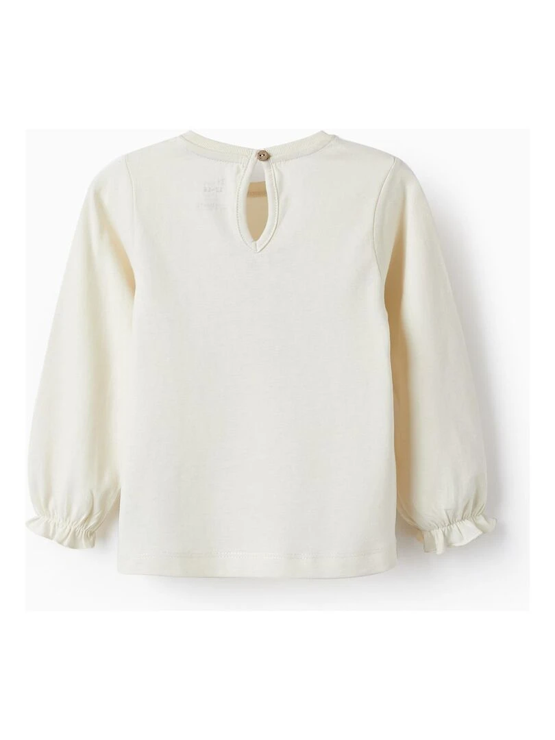 T shirt en coton pour fille 'Islande Macareux' manches longues NORTHERN CALLING Blanc