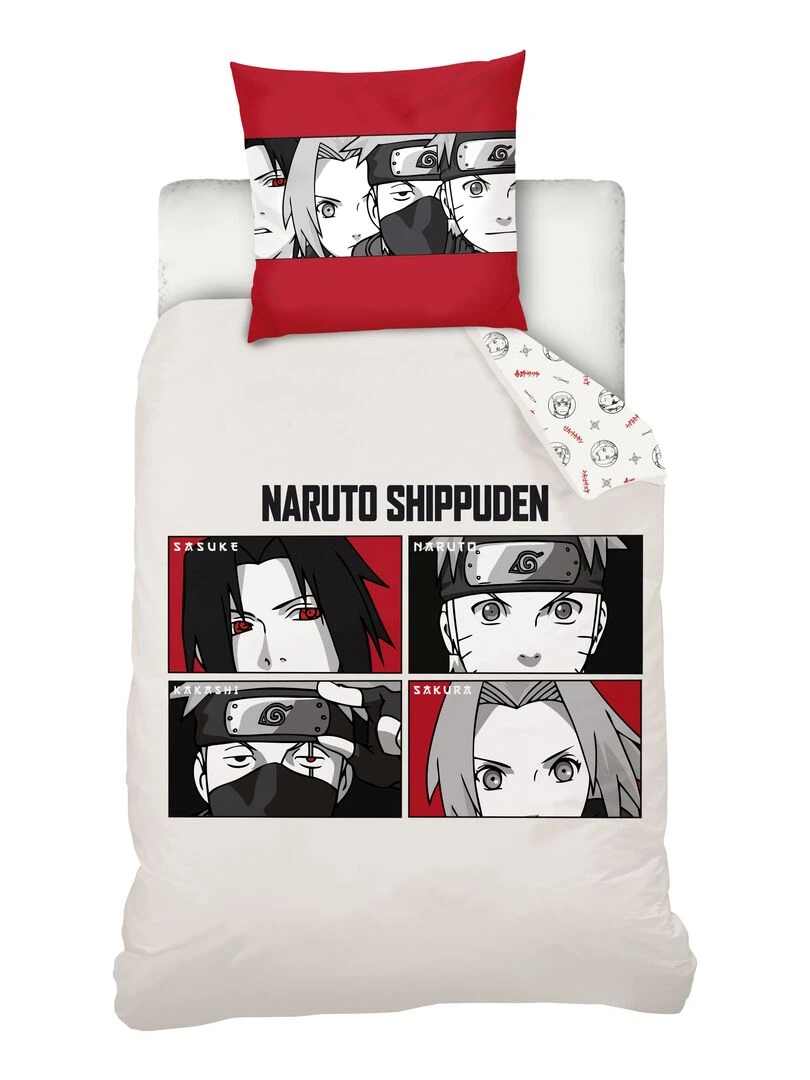 Housse de couette Naruto Shippuden Equipe Sept 140x200 cm 100% Coton Ecru