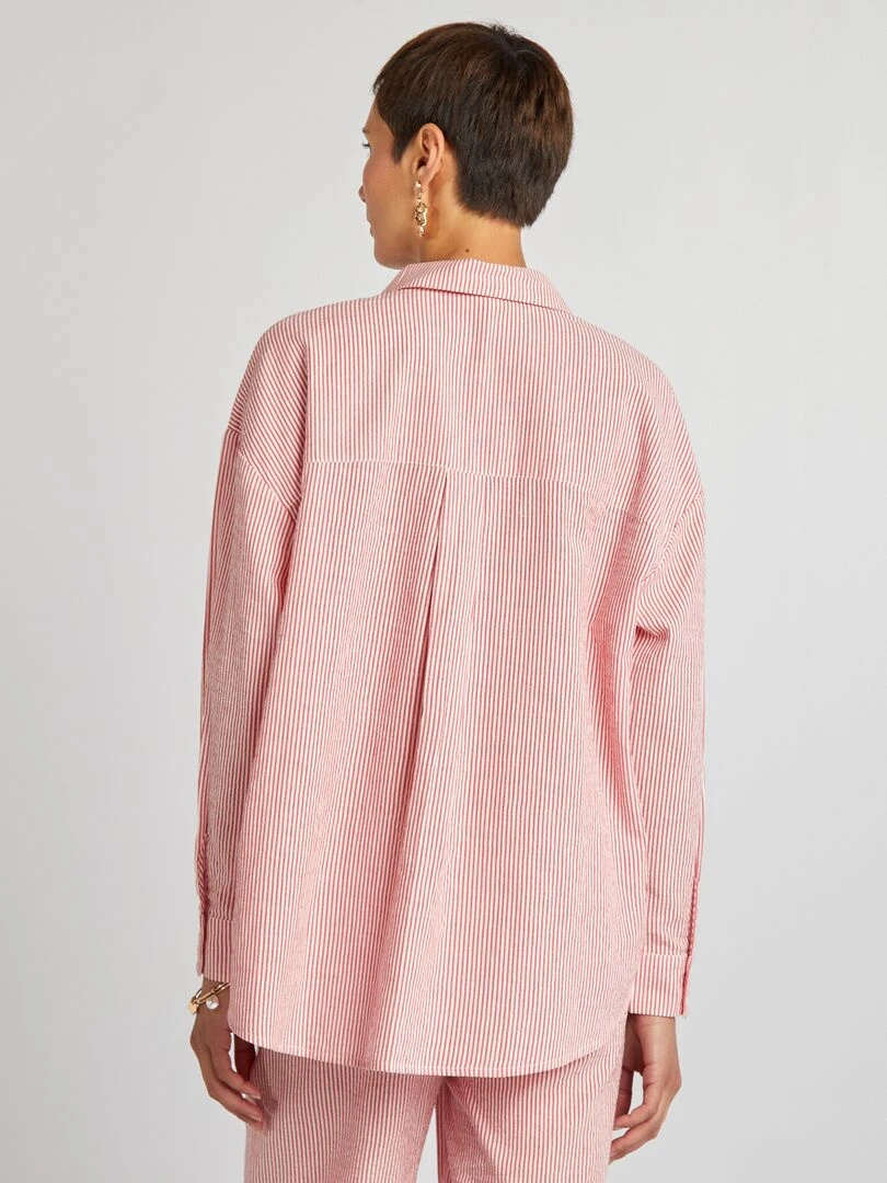 Chemise à manches longues rayée   Rouge
