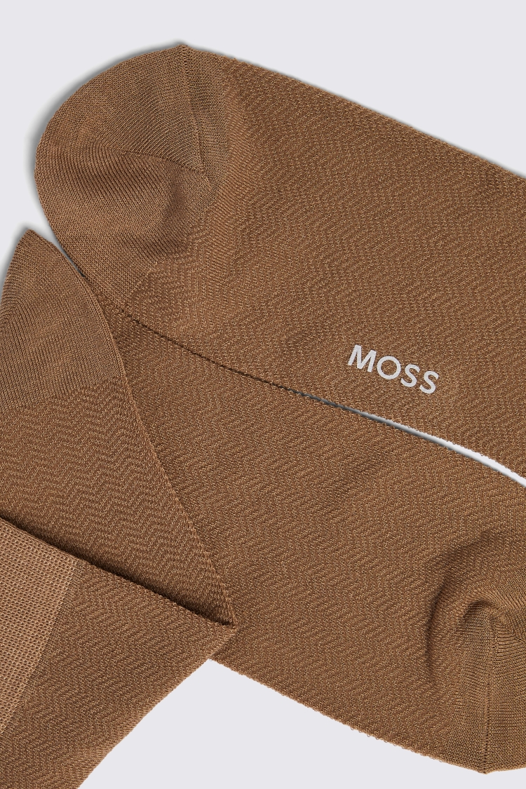 Taupe Herringbone Socks Buy Online at Moss