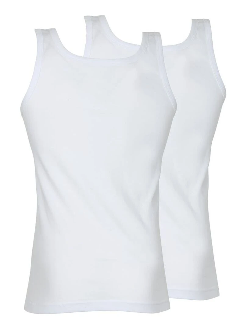 Lot de 2 débardeurs homme Coton Bio   Blanc